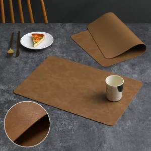 Double Side Different Colors Leather Placemat Waterproof Table Mat Set Handmade