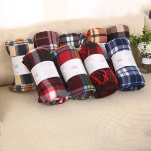 Double Sided 100% Polyester Fleece Eco friendly Shuoxuan Brand Retro Plaid Bed Sheet Blanket Spring Autumn