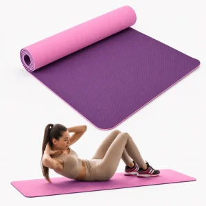 Double Sided Anti Tear TPE Yoga Mat Ultra Lightweight Travel Exercise Pad for Home Gym Yoga Pilates Training