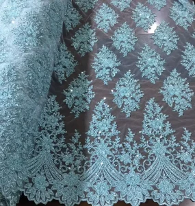 Double Sided Heavyweight Embroidery Tulle Fabric Machine Beaded Sequins for Dresses Wedding Accessories Girls