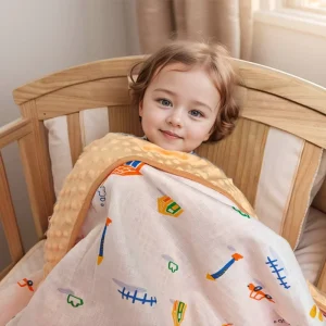 Double Sided Pure Cotton Baby Blanket 150x200cm Gauze Bean Fleece A B Design Machine Washable Children Soothing Cover