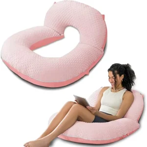 Double-Sided Reading Pillow for Adults Moms & Kids Sitting & Bed Use Pink