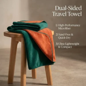 Double Sided Reversible Beach Towel Two Tone Teal Orange Sand Free Quick Dry Extra Large Microfiber Beach Towel Bulk