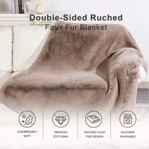 Double Sided Solid Brushed Plush Fleece Warm Fluffy Super Soft Faux Fur Throw Blankets for Four Seasons