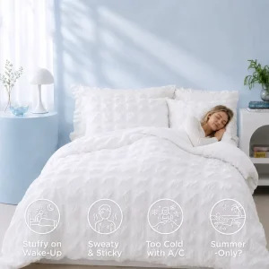 Double Sided Summer Cooling Seersucker Quilt with Instant Cool Touch Lightweight Breathable Quick Dry Bedding for Hot Sleepers
