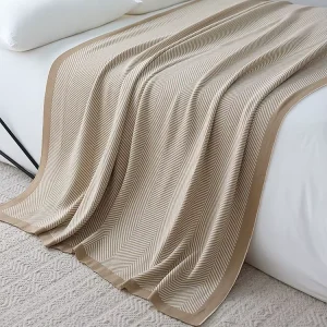 Double Sided Super Soft Flax Natural Herringbone Cartoon Custom Baby Bed Wearable Knit Throw Blanket Four Seasons