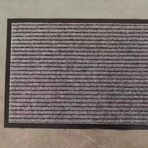 Double Stripe PET Mat Non-slip Waterproof Entrance Door Mat Machine Made Polyester Floor Mat Eco-friendly for Home Office