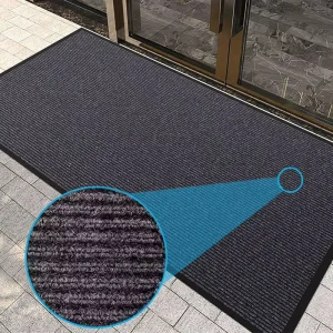 Double Striped Door Mat Polyester PVC Backing Non Slip Low Profile Machine Washable Modern Dirt Trapper Welcome Mats