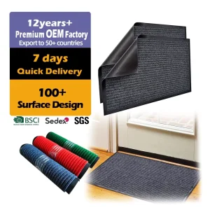 Double Striped Polyester Door Mat Durable PVC Backing Non Slip Dirt Trapper Indoor Outdoor Entry Welcome Mat