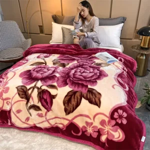 Double Thick Chunky Printed Woven OEKO TEX Certified Winter Soft Fleece Plush Raschel Blanket Customized Color Thicker Warmer
