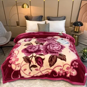 Double Thick Chunky Soft Fleece Plush Bed Blanket Thicker and Warming Raschel Blankets for Winter