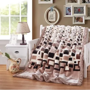 Double Thick Raschel Plush Keep Warm Soft Customizable Plus Size Family Use Rectangle Printing Blanket Sofa Cover