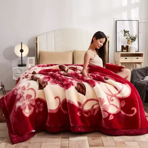 Double layer Geometric Pattern Raschel Blanket Wedding Bedspread Single double Beds Skin friendly Extra thick Warm Flannel
