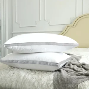 Down Alternative Bed Pillow with Cotton Cover and Gusset 2 Pack Queen 20″x26″ Pillow for Home