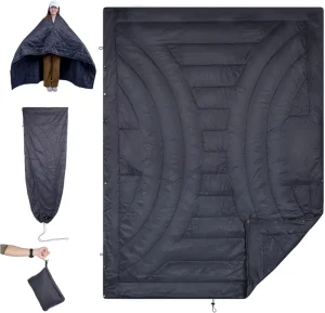 Down Alternative Camping Blanket Ultralight Featherless Warm Quilt Wearable Poncho Sleeping Bag for Outdoor Hiking Backpacking
