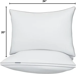 Down Alternative Gusseted Bed Pillows for Side Back or Stomach Sleepers White for Hotel Quality Cooling