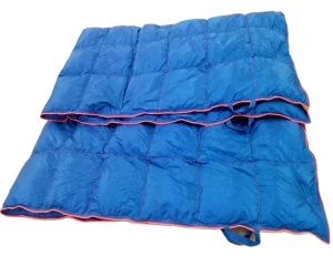 Down Camping Blanket Outdoor Lightweight Packable Down Blanket Compact Waterproof Camping Hiking Travel Blanket Blue with Piping