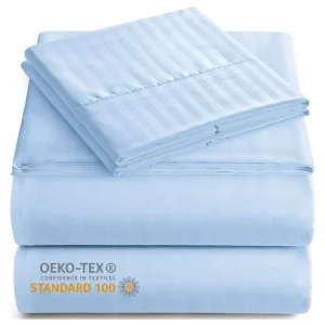 Draps De Lit En Gros Wrinkle Free Microfiber 4-Piece Striped Sheet Set Bed Sheet Set