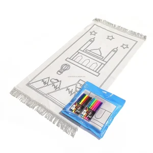 Drawing Painting Educational Islamic Kids Prayer Mat Muslim Mats Gift Set for Kids with Coloring Pen Muslim Gift