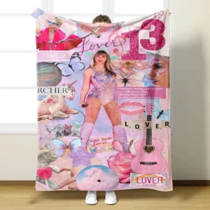Dreamy Pink Purple Printed Flannel Fleece Throw Blanket Soft Lightweight Bedding Portable Travel Office Lap Blanket