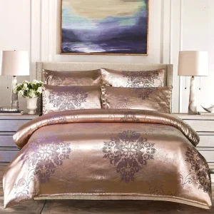 Drop Shipping 3 Piece Jacquard Sateen Bedding Set Luxury European Embroidery for Home Hotel Bedroom Nantong Factory