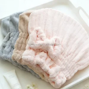 Dry Towel Quick Drying Hair Cap Bow Shower Cap Women Solid Color Super Absorbent Flannel Coral Fleece Bath Headband Accessories