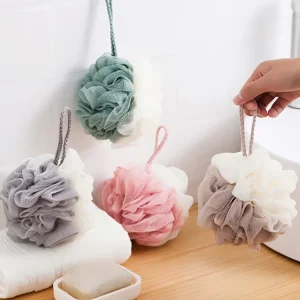 Dual Color Large Bath Ball Soft Mesh Shower Pouf Rich Foaming Bi color Body Scrubber Sponge for Adults Household Use