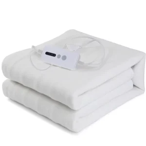 Dual-Control LED Display 6 Adjustable White 100% Polyester Comfort Electronic Blanket