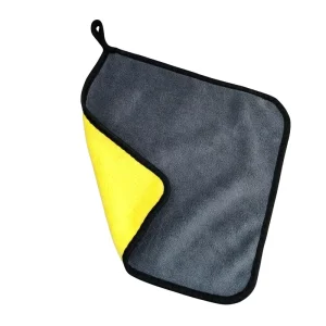 Dual Sided Coral Fleece Microfiber Cleaning Towel Ultra Soft Plush Scratch Free Car Drying Hanging Loop