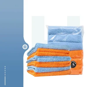Dual Sided Microfiber Car Towels (6 Pack) Long & Short Fiber for Waterless Wash & Glass Polish Bi Color Design Scratch Free