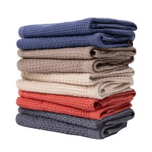 Dual Use Rolled Edge Waffle Towel Absorbent Square Cleaning Pads for Kitchen
