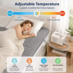 Dual Zone Temperature Control Smart Water Circulation Heating Cooling Mattress Pad Wire Free Safe Water Warm Blanket