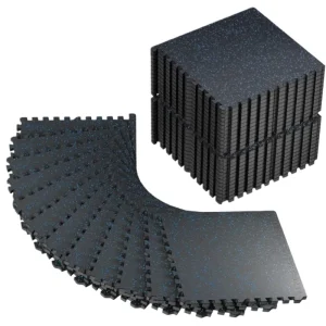 Duolite Thicker Rubber EVA Gym Flooring Workout Mats Exercise Mat Interlocking Anti slip Sweat Absorbent Custom Printed Black