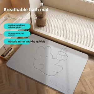 Duoyi Modern Solid Environmentally Friendly Customization Sustainable Diatomite Stone Bath Silica Soil Carved Absorbent Mat