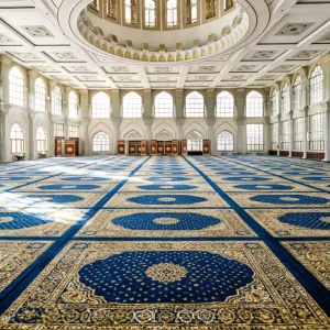 Durable 80% Wool 20% Nylon Woven Jacquard Washable High Pile Mosque Carpet Wall to Wall Prayer Mat for Large Masjid