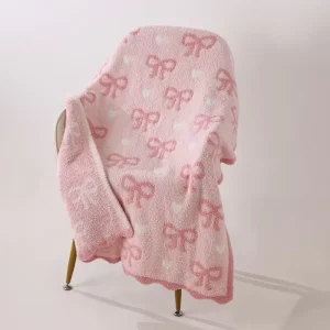 Durable Anti Shrink Comfortable Warm Butterfly Knot Jacquard 40*60 Oversize Chunky Cable Knitted Throw Blanket