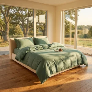 Durable Brushed Polyester 4 Piece Bedding Set Soft Solid Color Duvet Cover Bed Sheet Set for Guest Room Apartment