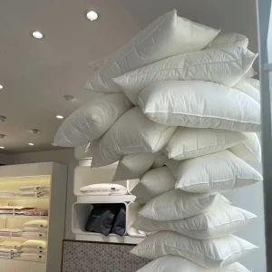 Durable Custom logo Package Rectangle Face Down Feather Pillows Bed Neck Silk Case Covers Goose Pillows for Luxury Hotel