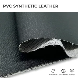 Durable Elastic Litchi Grain PVC Synthetic Leather with Mesh Backing Fabric for Auto Seats Bags & Sofas