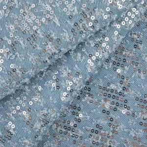 Durable Fashion Unique Ripped Laminated 100% Cotton Glitter Silver Sequin Denim for Shirt and Dress