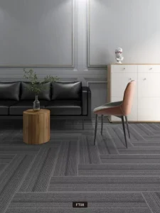 Durable Fireproof Anti-static Washable Anti-slip PET Friendly Machine Made Eco-Friendly Sound Absorption Carpet Tiles 25*100cm