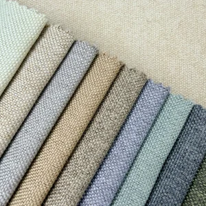 Durable Linen Look Solid Color Upholstery Fabric 300gsm Polyester Sofa Fabric for Home Furniture Decor