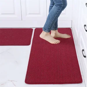 Durable Modern Tufted Kitchen Rugs Set 2 Pieces Non Slip Washable Floor Mats Water Absorbent Runner Rug