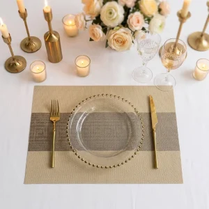 Durable PVC Plastic Place Mats Rectangle Kitchen Table Mat Non Slip Washable Vinyl Woven Washable Decor For Dining Hotel