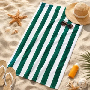 Durable Plush 21 Ply Yarn Dyed 70x150cm 571GSM Large Beach Towel for Seaside Vacation and Water Park
