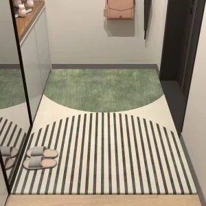 Durable Polyester Entrance Door Mat Non Slip Cuttable Floor Mat Modern Dirty Resistant Entryway Rug Hand Washable
