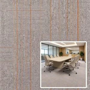 Durable Polypropylene Modular Carpet Tile PVC Backing Striped Floor Carpet for Office Loop Pile