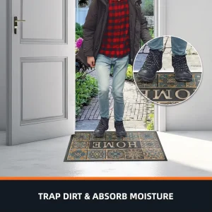 Durable Rubber Backed Anti Slip Doormat Indoor Outdoor Entryway Welcome Mats Outdoor Dirt Trapping