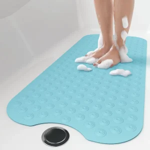 Durable Rubber Bath Mat Non Slip No Suction Cups Anti Skid Shower Floor Mat Quick Drying and Easy to Clean