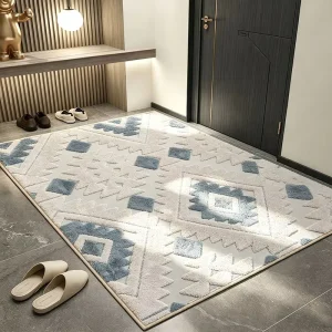 Durable Soft Faux Cashmere Rug With Simple Jacquard Full Coverage Floor Mat for Living Room Sofa Coffee Table Bedroom and Study